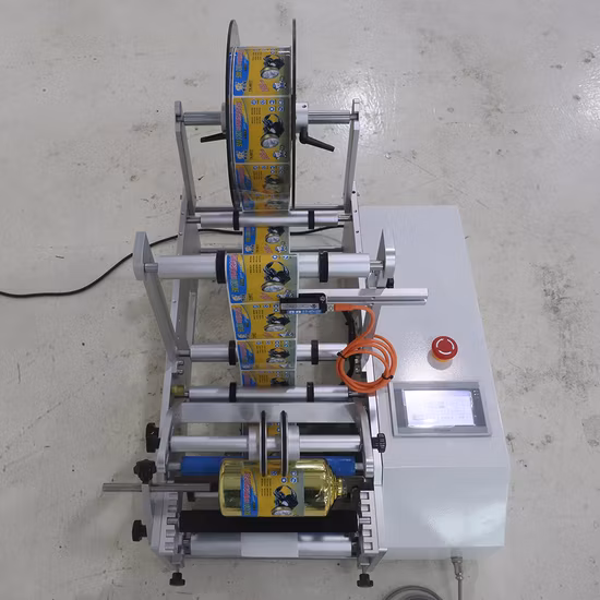 Gosunm 소형 스티커 붙여 넣기 기계 와인 맥주 물병 약병 립밤 앰플 항아리 컵 컨테이너 랩 반자동 원형 병 라벨링 기계